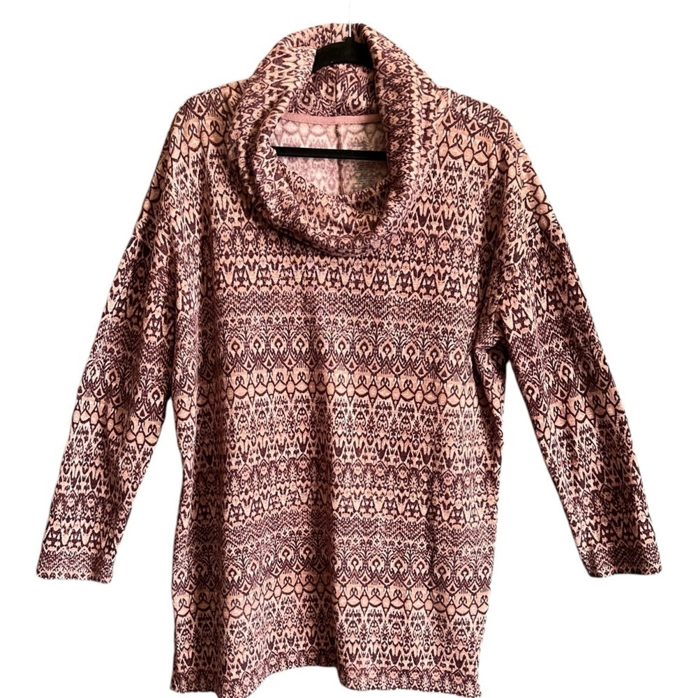 St. John's Bay Geometric Print Cowl Neck Print Tunic Sweater